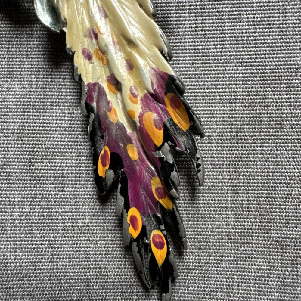 VTG Large Bird Perched Colorful Enamel‎ Pot Metal Rhinestone 1930-1940 Brooch